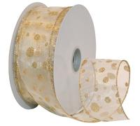 Morex Ribbon Glitter Dots Wired Sheer Glitter Ribbon, 2-1/2-Inch by 50-Yard Spool, Ivory/Gold