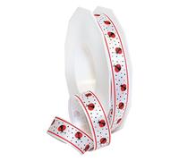 Morex Ribbon Ladybug Double Face Satin, Polyester, 5/8 Inch by 20 Yards, Red, Item 84203/20-609