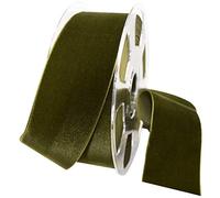 Morex Ribbon Nylvalour Swiss Velvet Fabric, 2" x 11 Yd, Deep Sage