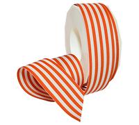 Morex Ribbon Polyester Grosgrain Striped Decorative Ribbon, 20 Yard, Orange, 1-1/2 in