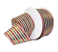 Morex Ribbon Ribbon, Polyester, White/Green/Red, 2.5" x 50 Yd