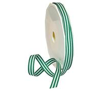 Morex Ribbon Striped Polyester Grosgrain Ribbon, Party Decorations, Gift Wrapping, Fun Patterns, 3/8" by 20 yd., Emerald