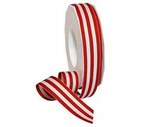 Morex Ribbon Striped Polyester Grosgrain Ribbon, Party Decorations, Gift Wrapping, Fun Patterns, 7/8" by 20 yd., Red