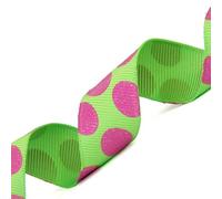 Morex Ribbon Sugar Dots Glitter Grosgrain Ribbon, 7/8-Inch by 20-Yard, Lime/Hot Pink (98805/20-502)