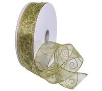 Morex Ribbon Swirl Ribbon, Moss/Gold