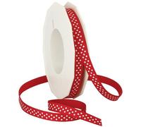 Morex Ribbon Swiss Dot Polyester Grosgrain Ribbon, 3/8-Inch by 20-Yard Spool, Red