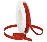 Morex Ribbon Swiss Dot Polyester Grosgrain Ribbon, 3/8-Inch by 20-Yard Spool, Red/Black Dots