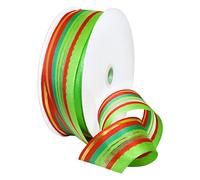 Morex Ribbon Wired Polyester Deco Holiday Ribbon, 1-1/2" x 50 yd, Red/Green