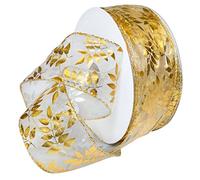 Morex Ribbon Wired Polyester Vineland Ribbon, 2.5" x 50 Yd, Gold/Gold