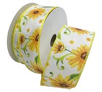 Morex Ribbon Wired Taffeta Daisy's Garden Ribbon, 1.5 inch by 10 Yards, Yellow, 7598.40/10-605