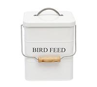 Morezi Bird seed and feed storage tin with lid Included - white-coated carbon steel - tight fitting lids - storage canister tins - White