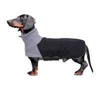 Morezi Dachshund dog coats sausage jacket fit for dachshunds corgi reversible dog winter coat padded cotton lining high collar dog suit in Autumn Winter Black S