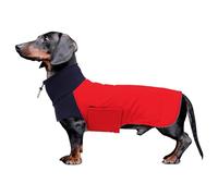 Morezi Dachshund dog coats sausage jacket fit for dachshunds corgi reversible dog winter coat padded cotton lining high collar dog suit in Autumn Winter - Red - XS