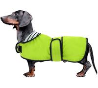 Morezi Dachshund raincoat corgi raincoat dogs waterproof fit for dachshunds weiner long back breeds with reflective stripe great coverage in autumn winter Light Green L