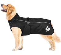 Morezi Dog Coats Waterproof Dog Winter Coat with Padded Fleece Lining Harness D Ring Fit for Labrador Retriever Cockapoo Springer Spaniel Doberman in Cold Weather - Black - S