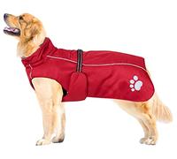 Morezi Dog Coats Waterproof Dog Winter Coat with Padded Fleece Lining Harness D Ring Fit for Labrador Retriever Cockapoo Springer Spaniel Doberman in Cold Weather - Red - L