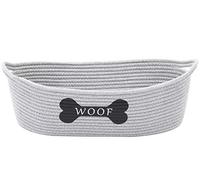 Morezi Dog Toy Basket Storage - Perfect for Collecting Puppy & Cat Toys, Grooming Essentials, Diapers, Bed - Grey, Small Shallow Bin - Ideal for Bathroom, Playroom, Closet, Home