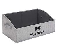 Morezi Dog toy box pet toy storage shallow baskets large perfect for living room area, playroom, closet, shelf gift basket home decoration - Grey Stripe