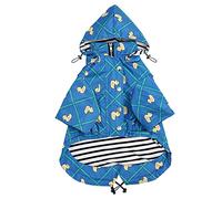 Morezi Dog Zip Up Raincoat with Reflective Buttons, Rain/Water Resistant, Adjustable Drawstring, Removable Hood, Raincoats with Legs 4kg to 36kg Available - Grid Blue - Medium