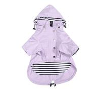 Morezi Dog Zip Up Raincoat with Reflective Buttons Rain/Water Resistant Adjustable Drawstring Removable Hood Raincoats with Legs 4kg to 36kg Available Purple L