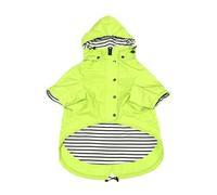 Morezi Dog Zip Up Raincoat with Reflective Buttons Rain/Water Resistant Adjustable Drawstring Removable Hood Raincoats with Legs 4kg to 36kg Available Light Green L