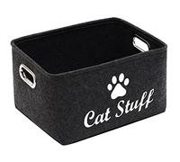 Morezi Felt Pet Toy and Accessory Storage Bin, Basket Chest Organizer - Perfect for Organizing Pet Toys, Blankets, Leashes and Food - Cat - Dark Grey