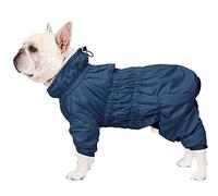 Morezi full body dog winter warm coat with high collar waterproof fleece coat for dogs reflective four-leg jumpsuit for puppies small medium pet - Navy - Medium