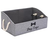 Morezi Large Dog Toy Bin - Shallow Toy Baskets for Living Room, Playroom, Closet & Home Organization - Snow Grey