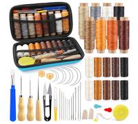 Morfen Upholstery Repair Kit, 71 Pcs Leather Sewing Kit, Leather Repair Kit with Upholstery Thread, 3 Sewing Awl, Hand Sewing Stitching Needles, Leather Stitching Kit for Carseat Sofa Craft DIY