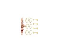 Morfetto 10Pcs 20G Nose Ring Stud Gold Hypoallergenic Helix Hoop Lip Ring 316L Surgical Steel Threadless Flat Back Earrings Studs Set Medusa Labret Cartilage Tragus Piercing Jewellery SUN-G20G