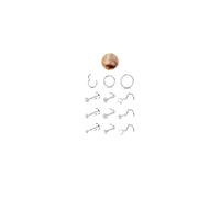 Morfetto 12PCS Nose Ring Surgical Steel Nose Stud Set Threadless Flat Back Stud Helix Hoop Cubic Zirconia 14K Gold Plated L Shaped Labret Helix Tragus Conch Piercing Jewellery Silver Tone-Star