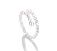 Morfetto 14K Gold Plated Adjustable Pearl Ring Set for Women Stackable CZ Dainty Silver Rings Hypoallergenic Thumb Wedding Engagement Promise Jewellery Silver Pearl