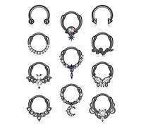 Morfetto 16G Septum Ring - Cute Snake & Butterfly Design, Black