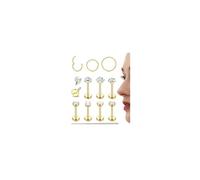 Morfetto 16G Surgical Steel Tragus Earrings Studs - Hypoallergenic 14K Gold Filled Nose Ring Hoop Stud Flat Back Opal Internally Threaded Conch Cartilage Helix Lip Labret Piercing Jewellery 8mm