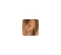 Morfetto 4 Pairs 14K Gold Plated Hypoallergenic Earrings Set for Women - Dainty Stud, Huggie, Small Hoop, and Dangle Cartilage Earrings for Multiple Piercings White Gold,Heart Cz