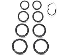 Morfetto 8Pcs 16G G23 Titanium Nose Ring Hoops Hinged Clicker Segment Nose Rings Helix Tragus Piercing Jewellery Silver Cartilage Conch Rook Daith Earrings 6mm/8mm/10mm/12mm Black