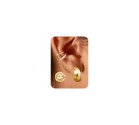 Morfetto Gold Ear Cuff No Piercing for Women - 3Pairs 14K Gold Plated Chunky Clip on Earrings Non Tarnish Fake Cartilage Helix Wrap Earring Stack Set Ear Cuffs Fake Conch Piercing Jewellery Pave