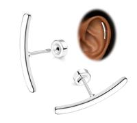 Morfetto Helix Piercing Jewellery Gold Silver Flat Back Earrings for Women | Flat Back Earrings for Women Men Surgical Steel Sleeper Studs for Conch Tragus Cartilage Non Tarnish Waterproof Jewellery 6mm