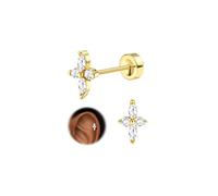 Morfetto Helix Piercing Jewellery Gold Silver Flat Back Earrings for Women | Flat Back Earrings for Women Men Surgical Steel Sleeper Studs for Conch Tragus Cartilage Non Tarnish Waterproof Jewellery 6mm