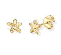 Morfetto Hypoallergenic Stud Earrings for Women Sterling Silver Earrings 14K Gold Plated Cute Earring Dainty Flower Bow Star Heart Studs for Women Golden Starfish