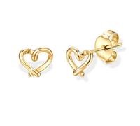 Morfetto Hypoallergenic Stud Earrings for Women Sterling Silver Earrings 14K Gold Plated Cute Earring Dainty Flower Bow Star Heart Studs for Women Golden Heart