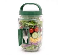 MORFEZE Salad Pod Mason Jar Salad Container Side Open, Vertical Layering Salad Jar with Leakproof Dressing Compartment, Reusable Portable Lunch Container for Work, Office, Picnic, Travel (1)