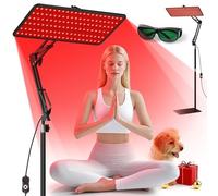 Morfone Red Light Infrared Lamp for Body 660nm, 850nm, 940nm Tri-Wavelength | 120 LED Infrared Light Lamp Panel with Adjustable Stand Protective Glasses, Home Use, Gift for Women Girl, Black M