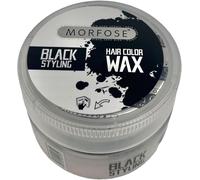 Morfose Hair Colour Wax Styling Black,Temporary Hair Dye Wash In Wash Out, Coloured Hair Wax Kids Instant Styling, Hair Colour Pomade Washable for Men, Women, Party, Cosplay (100 ml, Black)