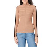 Morgan Women's Pull col roulé Bande Couleur Manche MENTOI Pullover Sweater, Camel/Black, L