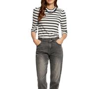 Morgan 3/4 Sleeve Striped T-Shirt, Off White, UK 14-16