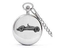 Morgan +8 ref153 Pewter Effect Design on a Polished Silver case Men's Gift Quartz Pocket Watch fob