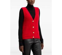 Morgan button V-neck knit vest - Red XS-S-M-L