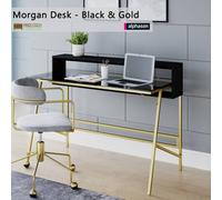 Alphason Morgan Office Desk With Smoked Glass Top, Multi