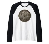 Morgan Dollar 1879 Coin Collector Numismatics USA Coinage Raglan Baseball Tee